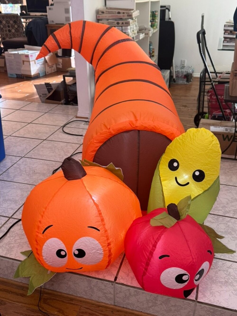 5.6ft COMIN Fall Thanksgiving Inflatable Cornucopia With Apple Pumpkin And Corn